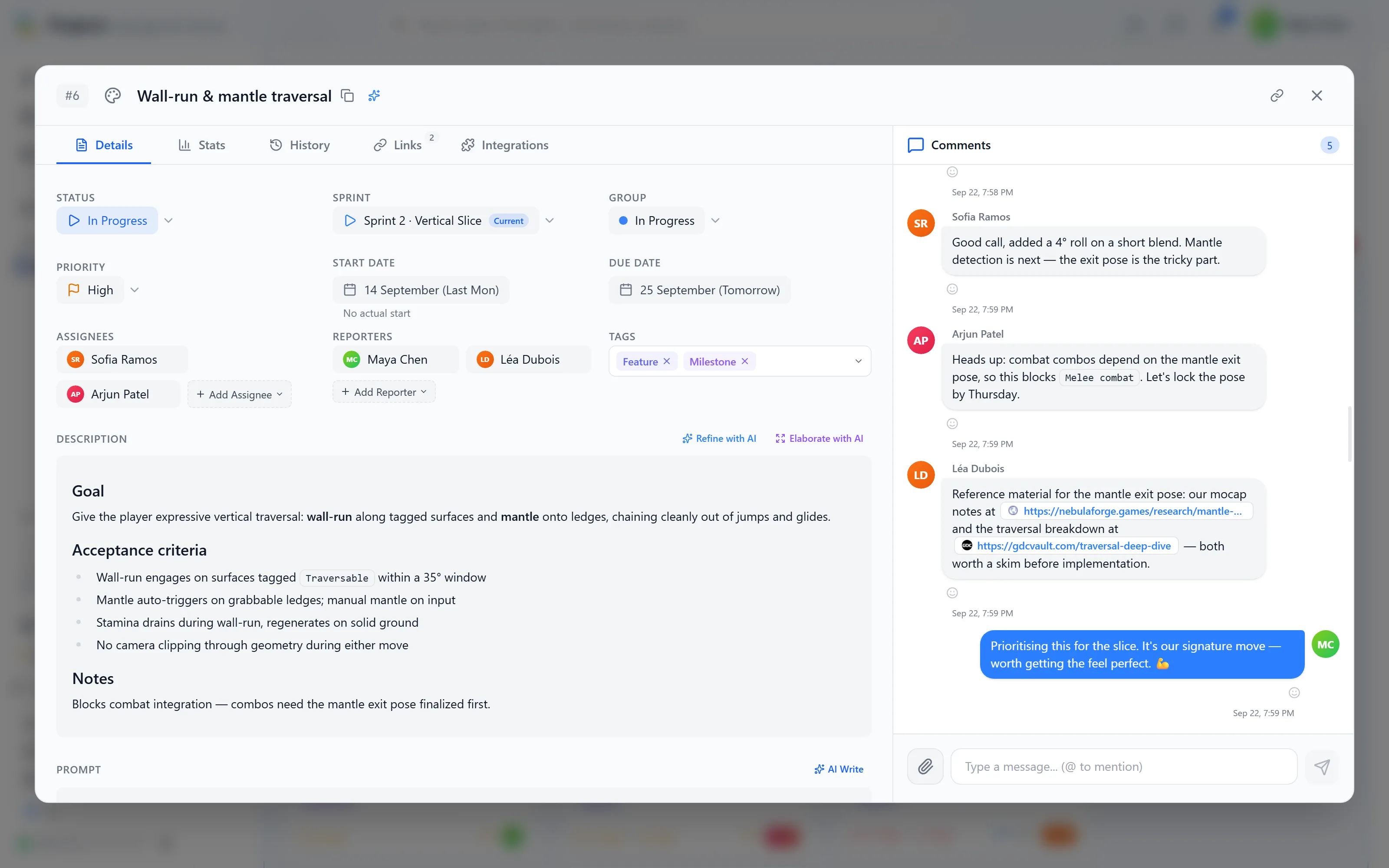 One-click AI task description
