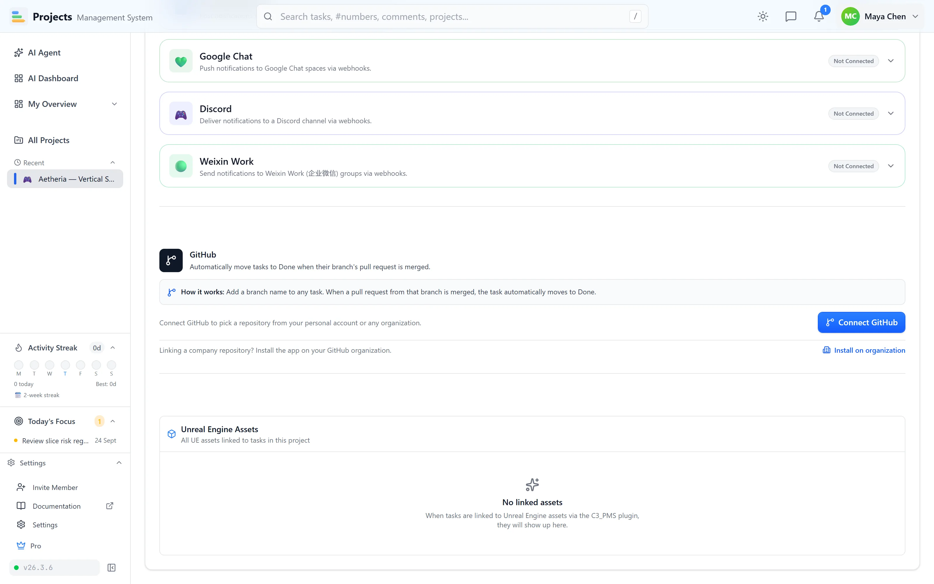 GitHub repository integration
